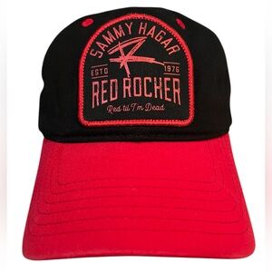 Sammy Hagar Red Rocker Hat Cap Red Black Adjustable Rock Music EUC